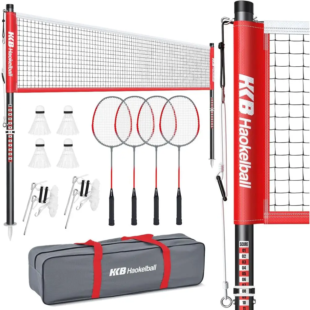 Portable Badminton Set with Anti-Sag System, 20ft Net, 4 Rackets, 3 Shuttlecocks, Carry Bag for Outdoor, Backyard, Grass, Beach
Portable Badminton Set with Anti-Sag System, 20ft Net, 4 Rackets, 3 Shuttlecocks, Carry Bag for Outdoor, Backyard, Grass, Beach