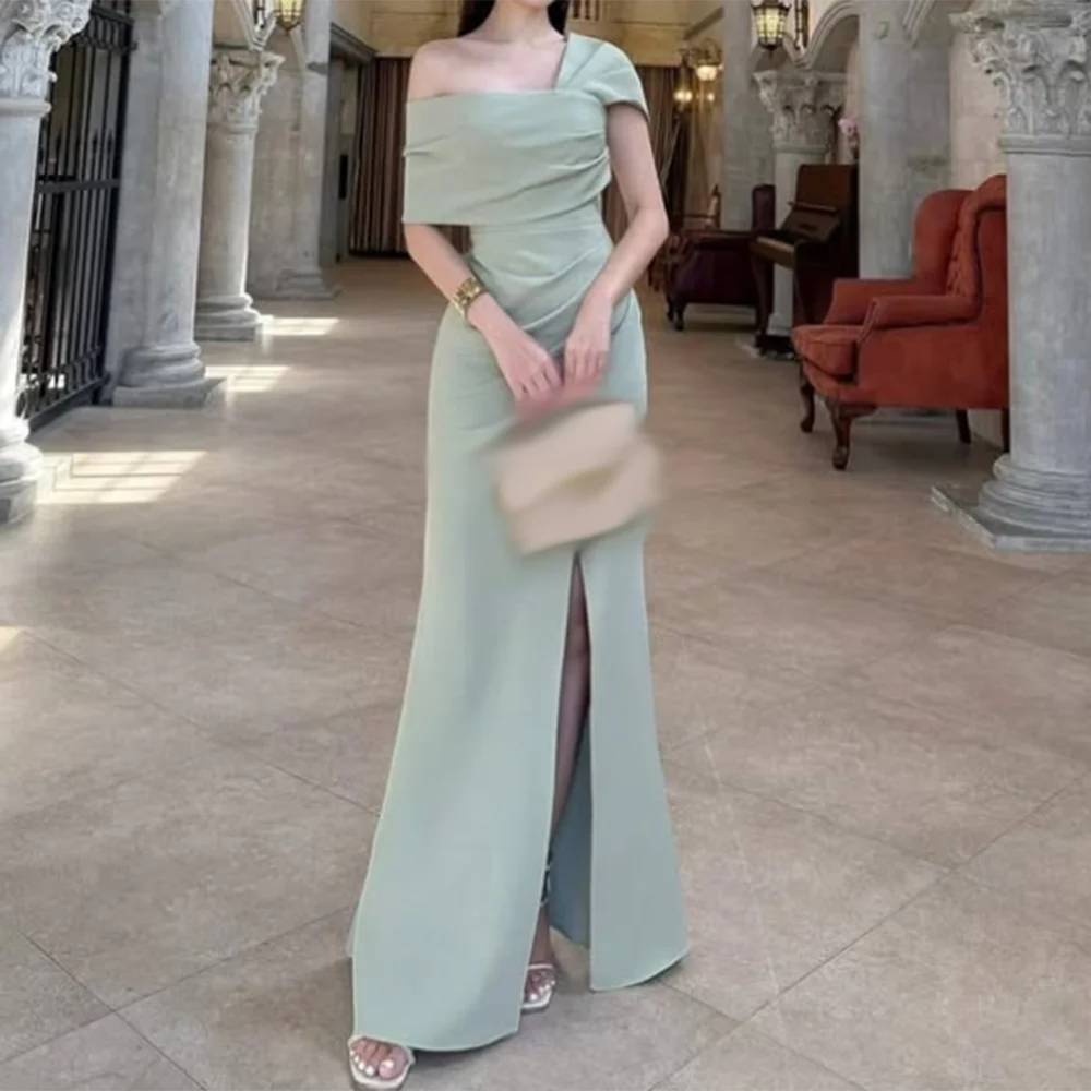 Customized Straight Prom Dresses Floor-Length One-Shoulder Half Sleeve Evening Dresses Fashion Draped Side Split Sexy Backless
Customized Straight Prom Dresses Floor-Length One-Shoulder Half Sleeve Evening Dresses Fashion Draped Side Split Sexy Backless