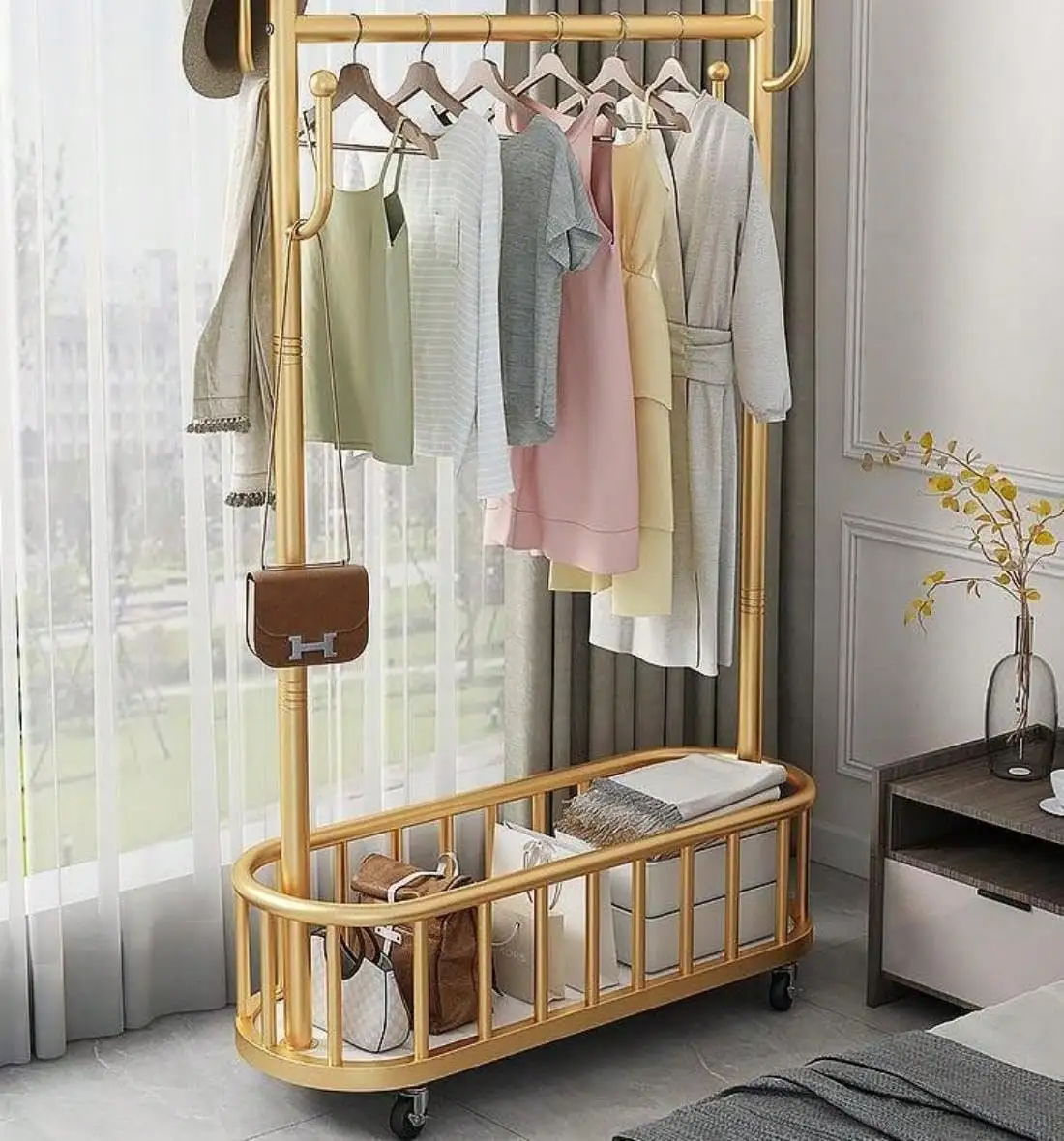 Clothes Rack, Movable Coat Rack, Coat Rack With Storage Basket 68 Inch Stylish Mobile Floor Clothes Rack With Storage Ba
Clothes Rack, Movable Coat Rack, Coat Rack With Storage Basket 68 Inch Stylish Mobile Floor Clothes Rack With Storage Ba