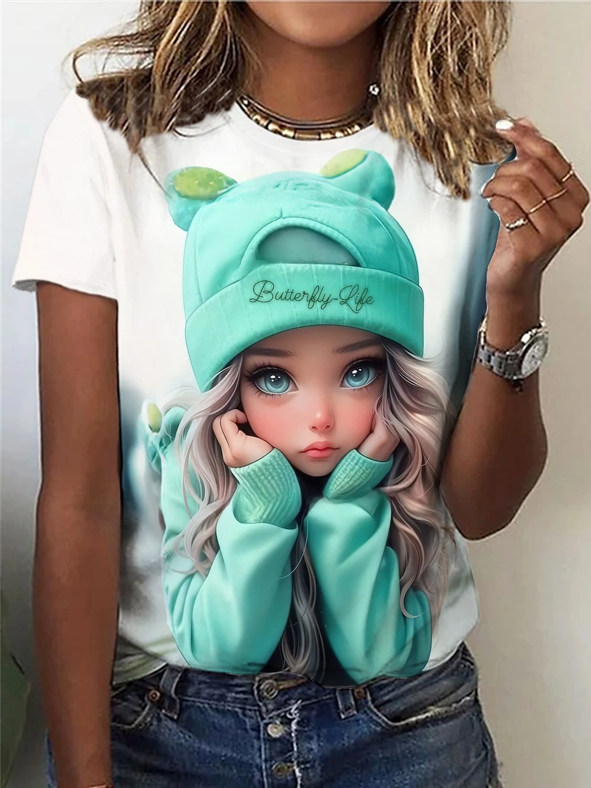 Modern and Beautiful Girl Fashion Women's Christmas and New Year T-shirt Clothing Printed Pattern Short Sleeve Women's T-shirt
Modern and Beautiful Girl Fashion Women's Christmas and New Year T-shirt Clothing Printed Pattern Short Sleeve Women's T-shirt