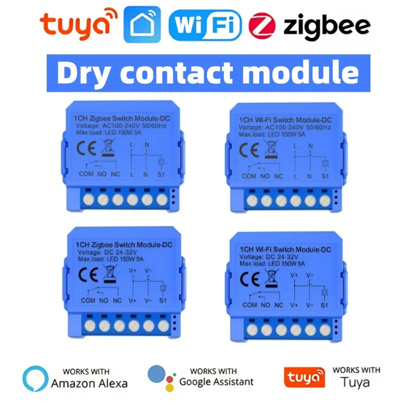 Tuya Smart WiFi/ZigBee Switch 12-24V, Non-Contact Dry Connect, Low Voltage Circuit Breaker, APP Control
Tuya Smart WiFi/ZigBee Switch 12-24V, Non-Contact Dry Connect, Low Voltage Circuit Breaker, APP Control