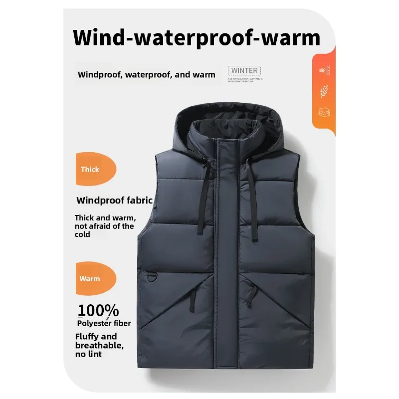 New Trendy Mens Vests Autumn Winter Outdoor Wear Stylish Couple Jackets Warm Cotton Vests Men Hooded Workwear Solid Color Vests
New Trendy Mens Vests Autumn Winter Outdoor Wear Stylish Couple Jackets Warm Cotton Vests Men Hooded Workwear Solid Color Vests