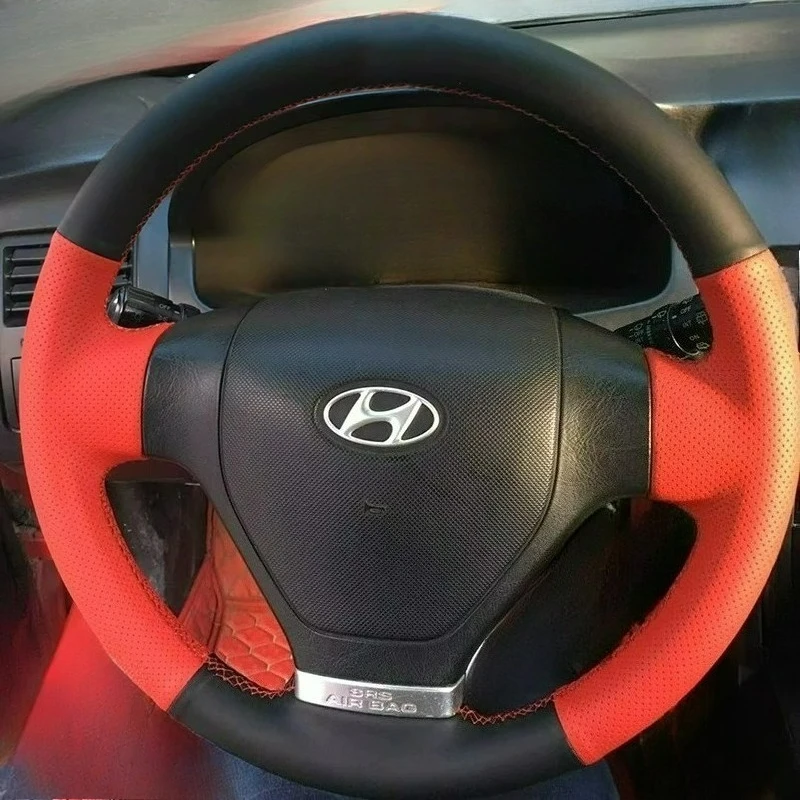 Hand-stitched renovation wear-resistant Non-slip black red leather steering wheel cover For Hyundai Coolpad 2006-2011
Hand-stitched renovation wear-resistant Non-slip black red leather steering wheel cover For Hyundai Coolpad 2006-2011