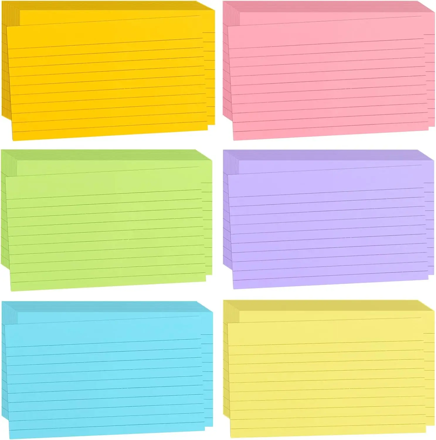 1200 Pcs Ruled Index Cards, 3x5 Inches Colorful Bulk, Heavy Cardstock Notecards for Study, School, Memo, 6 Colors
1200 Pcs Ruled Index Cards, 3x5 Inches Colorful Bulk, Heavy Cardstock Notecards for Study, School, Memo, 6 Colors