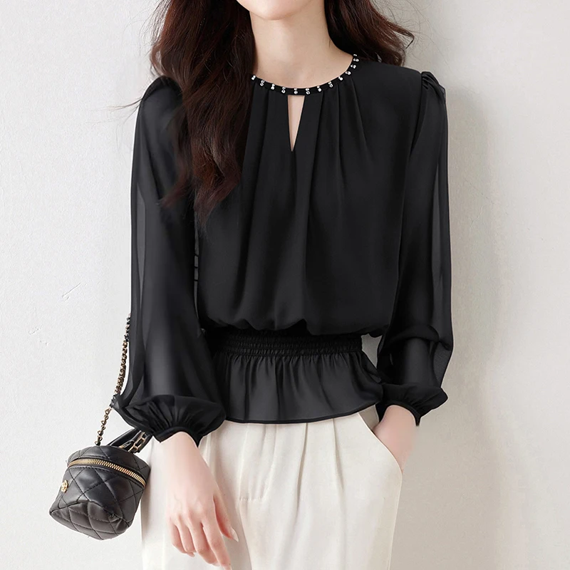 Chiffon Blouse Long Sleeve Women Spring Summer Thin Slim Waist Loose Casual Elegant Office Ladies Tops Shirts Black Blouses
Chiffon Blouse Long Sleeve Women Spring Summer Thin Slim Waist Loose Casual Elegant Office Ladies Tops Shirts Black Blouses