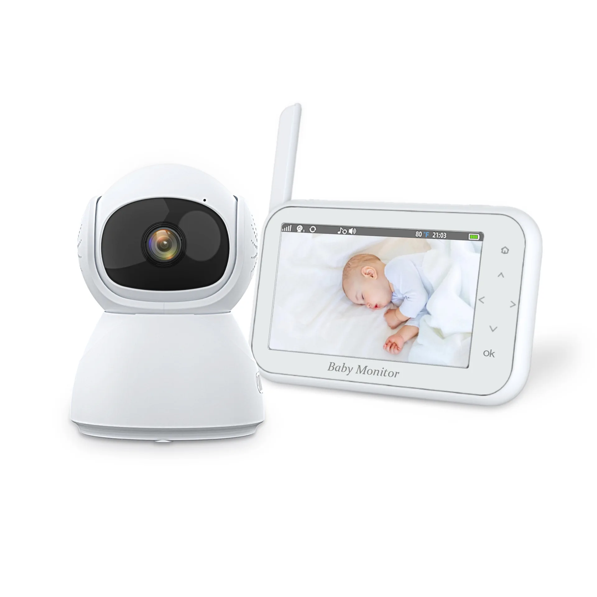 4.5Inch 720P Wireless PTZ Baby Monitor Temperature Monitoring VOX Feeding Remind Intercom BabySistter Nanny Cam CCTV Camera
4.5Inch 720P Wireless PTZ Baby Monitor Temperature Monitoring VOX Feeding Remind Intercom BabySistter Nanny Cam CCTV Camera