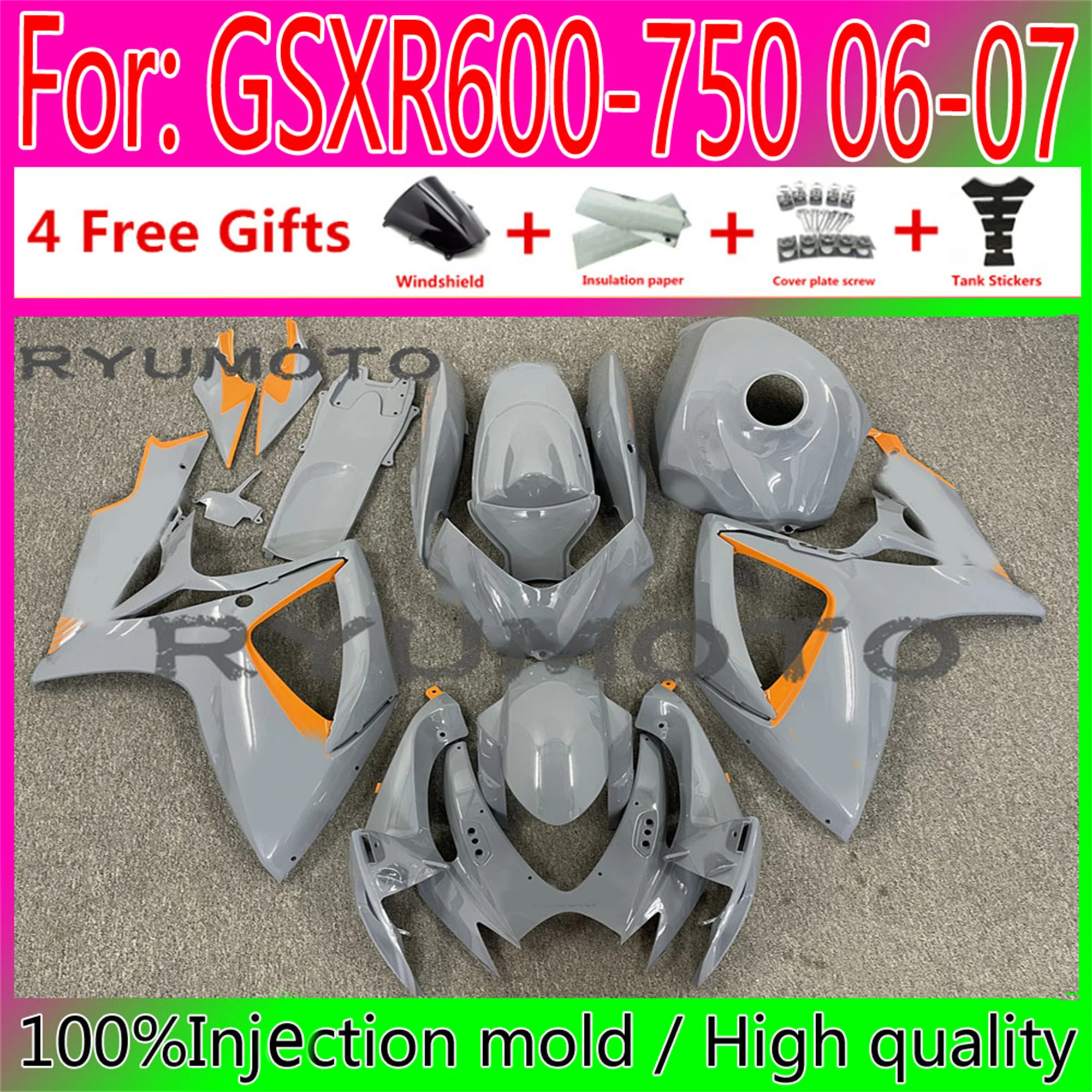 New Motorcycle Injection Fairing Bodywork For Suzuki GSXR600 06 07 GSXR750 2006 GSX-R750 2006 - 2007 K6 Fairings gray orange
New Motorcycle Injection Fairing Bodywork For Suzuki GSXR600 06 07 GSXR750 2006 GSX-R750 2006 - 2007 K6 Fairings gray orange