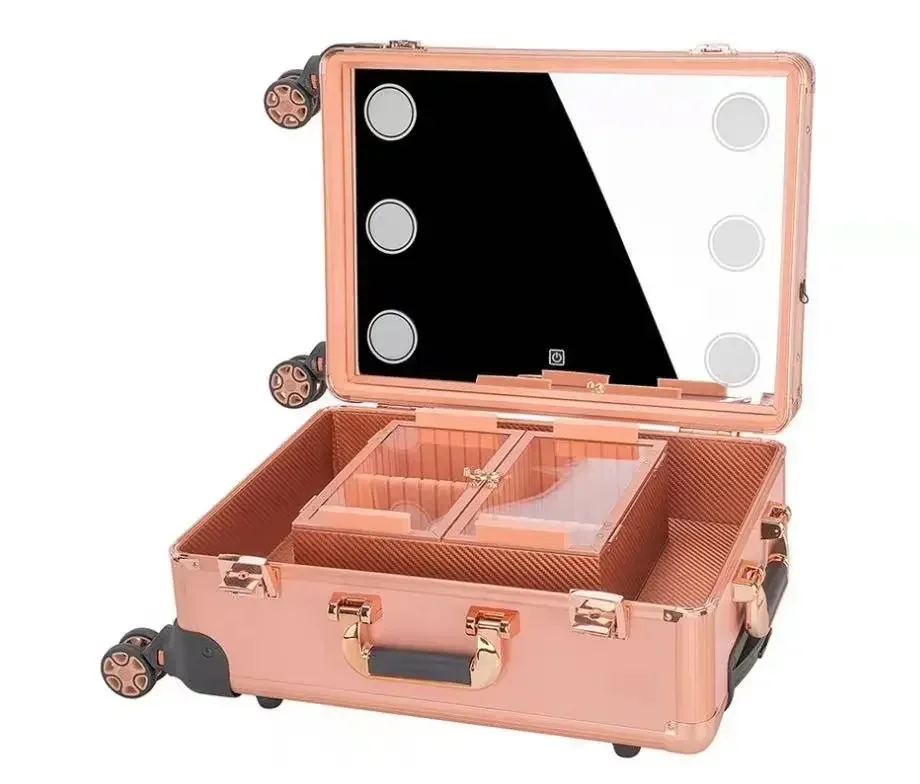 Aluminum Cosmetic Lamp Box Makeup Case With LED lighted Mirror Small Vanity Cosmetic Case Organizer
Aluminum Cosmetic Lamp Box Makeup Case With LED lighted Mirror Small Vanity Cosmetic Case Organizer