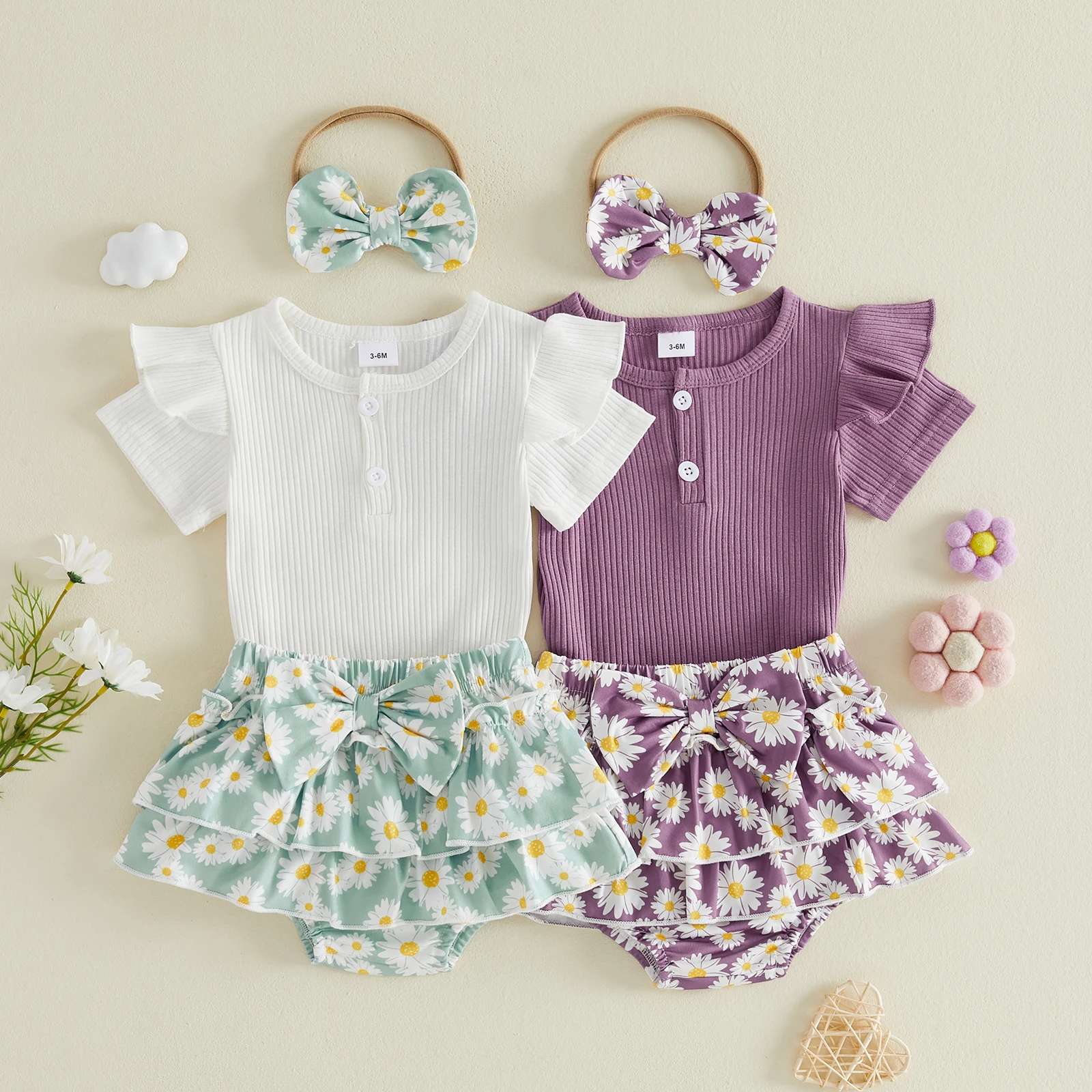 FOCUSNORM 0-18M Lovely Baby Girls Clothes Set Ribbed Short Sleeve Romper with Floral Shorts and Hairband Summer Outfit
FOCUSNORM 0-18M Lovely Baby Girls Clothes Set Ribbed Short Sleeve Romper with Floral Shorts and Hairband Summer Outfit