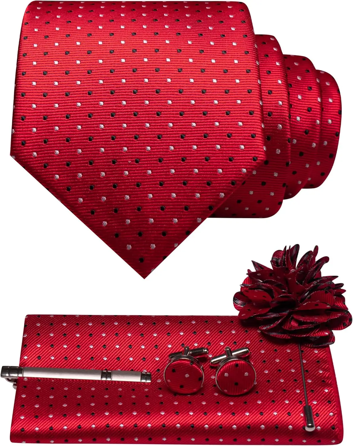 Men's 5PCS Tie Set with Lapel Pin, Pocket Square, Cufflinks & Tie Clip for Business Casual
Men's 5PCS Tie Set with Lapel Pin, Pocket Square, Cufflinks & Tie Clip for Business Casual