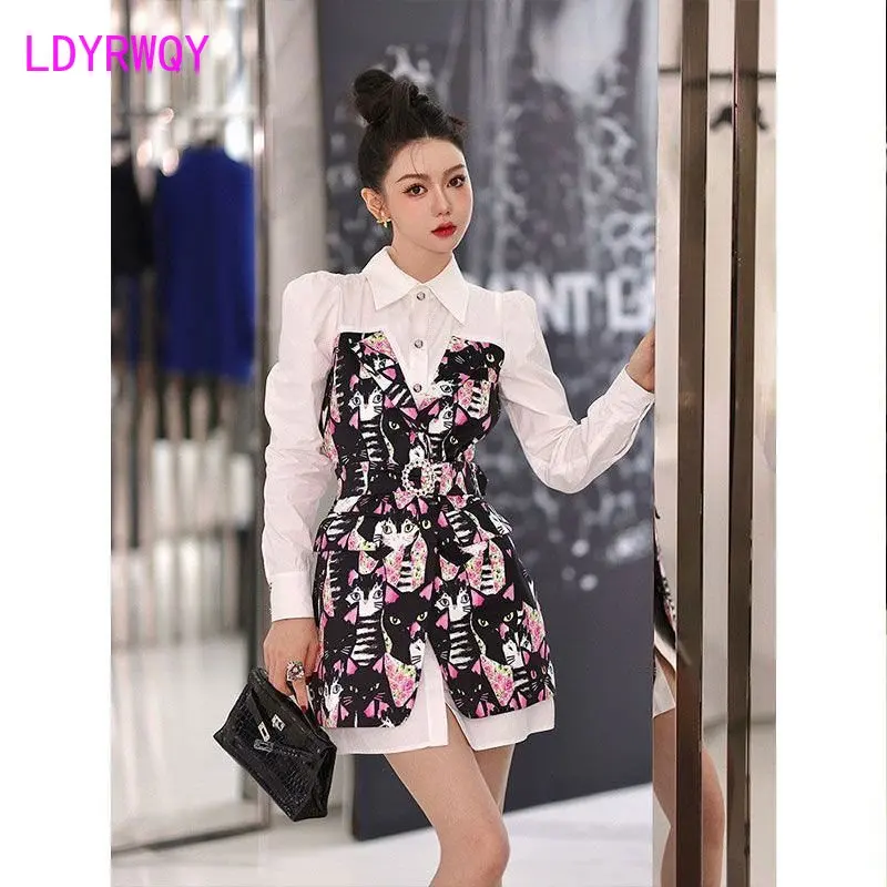 Colorful cat patchwork color contrast fake two-piece long-sleeved shirt high-waisted temperament dress for women 2023 new spring
Colorful cat patchwork color contrast fake two-piece long-sleeved shirt high-waisted temperament dress for women 2023 new spring