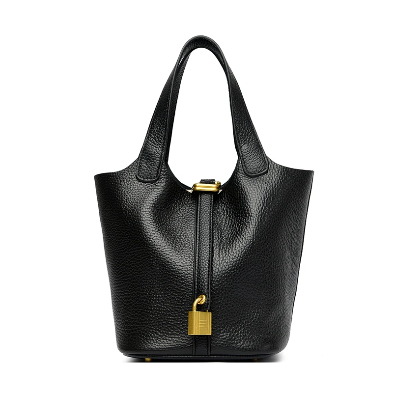 Genuine leather Handbag Female Bucket Bag Basket Ladies Shoulder Bag Travel Bag Bucket Bag Large Soft Tote with Lock Daily
Genuine leather Handbag Female Bucket Bag Basket Ladies Shoulder Bag Travel Bag Bucket Bag Large Soft Tote with Lock Daily