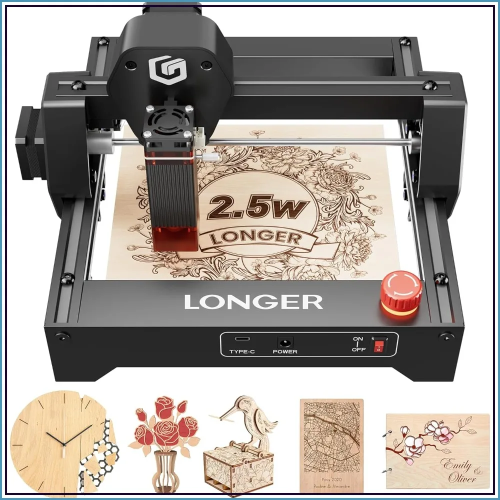 2500mW Laser Engraver, 0.04mm Precision, 130x130mm Working Area, Portable Laser Cutter for Wood Metal Acrylic Glass
2500mW Laser Engraver, 0.04mm Precision, 130x130mm Working Area, Portable Laser Cutter for Wood Metal Acrylic Glass