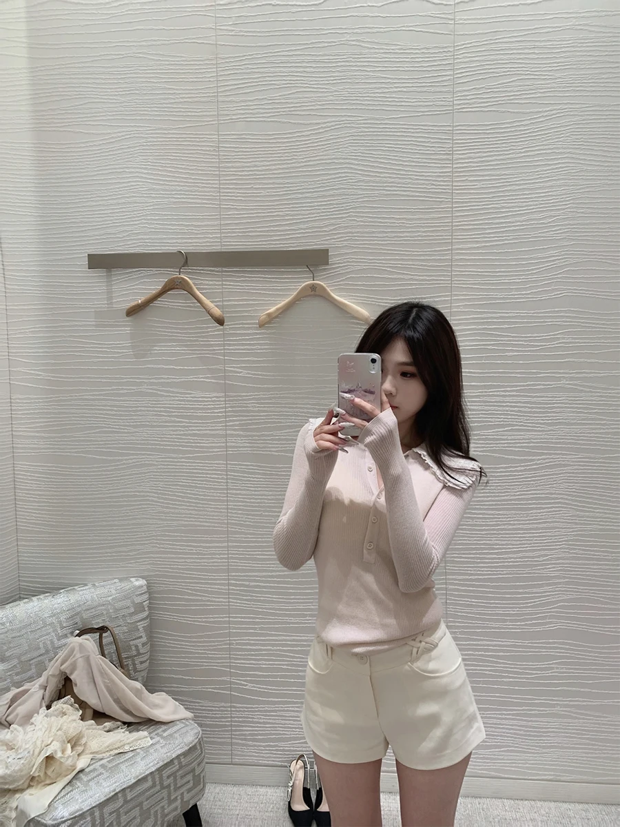 Cute Girl Knitted Lace Collar Close-Fitting Outerwear New Zealand Wool Top DUCHUNZI Ch0e Faionable Women's Sweater
Cute Girl Knitted Lace Collar Close-Fitting Outerwear New Zealand Wool Top DUCHUNZI Ch0e Faionable Women's Sweater