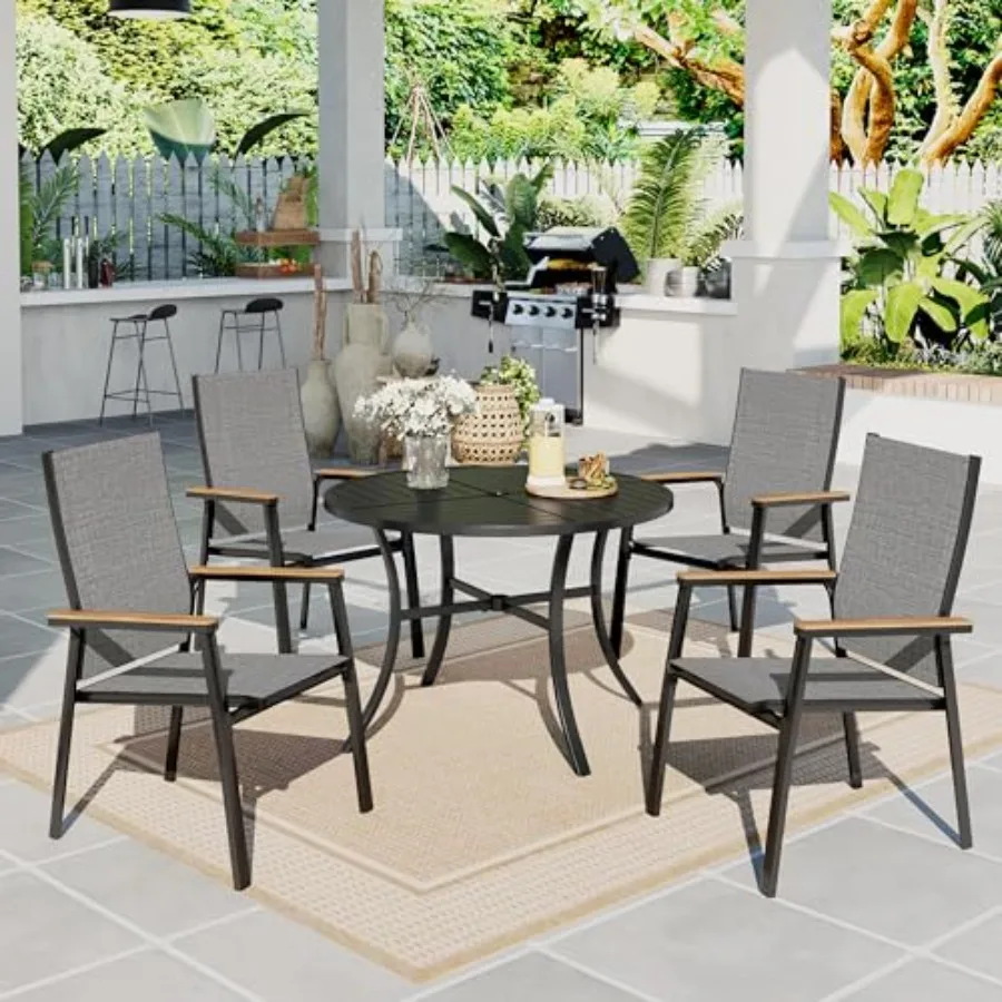 Комплект для патио из 5 предметов: легкие алюминиевые обеденные стулья и круглый металлический обеденный стол (диаметр 42 дюйма), штабелируемые, легко перемещаемые, серый
Комплект для патио из 5 предметов: легкие алюминиевые обеденные стулья и круглый металлический обеденный стол (диаметр 42 дюйма), штабелируемые, легко перемещаемые, серый