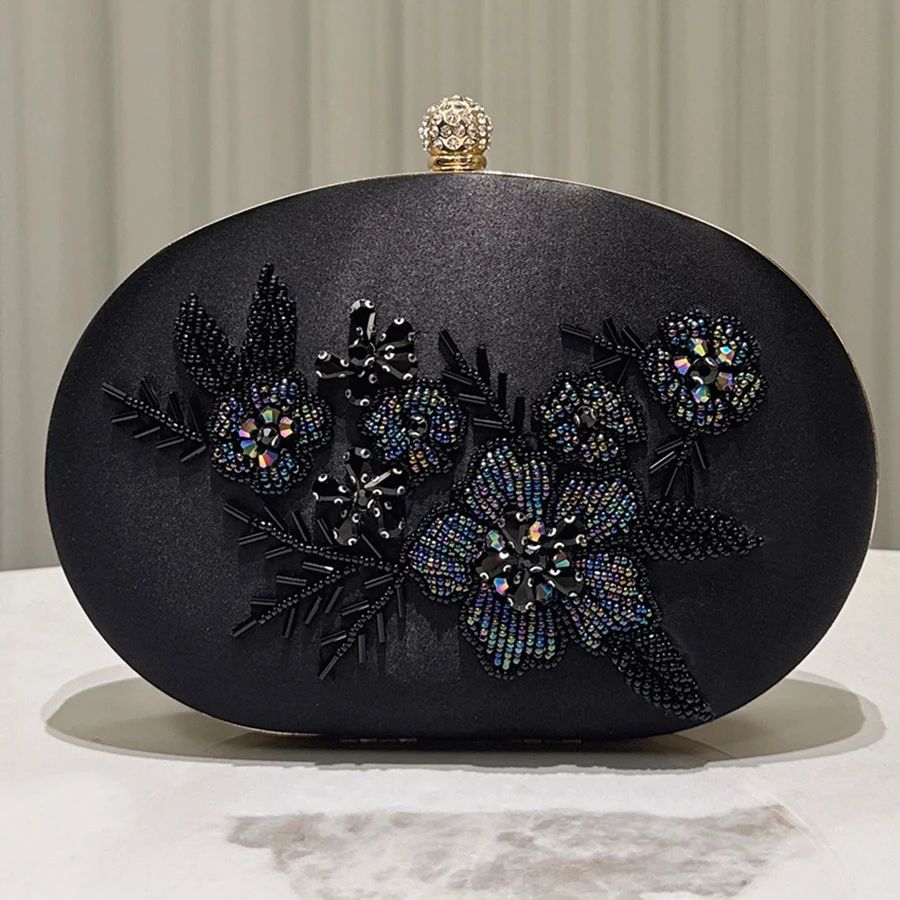 Черные вечерние сумки с цветком из бисера, женские круглые сумки-клатчи с цепочкой на плечо с клапаном, дизайн с бриллиантами, сумки для свадебной вечеринки, кошельки
Черные вечерние сумки с цветком из бисера, женские круглые сумки-клатчи с цепочкой на плечо с клапаном, дизайн с бриллиантами, сумки для свадебной вечеринки, кошельки