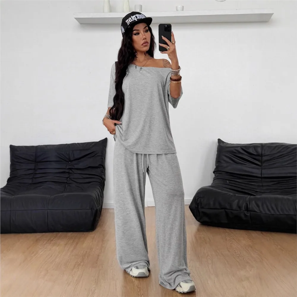 Casual Two-piece Slanted Shoulder Women's Top Wide-leg Pants Suit Urban Commuting Streetwear Sports Office Fashion 2-pieces Set
Casual Two-piece Slanted Shoulder Women's Top Wide-leg Pants Suit Urban Commuting Streetwear Sports Office Fashion 2-pieces Set