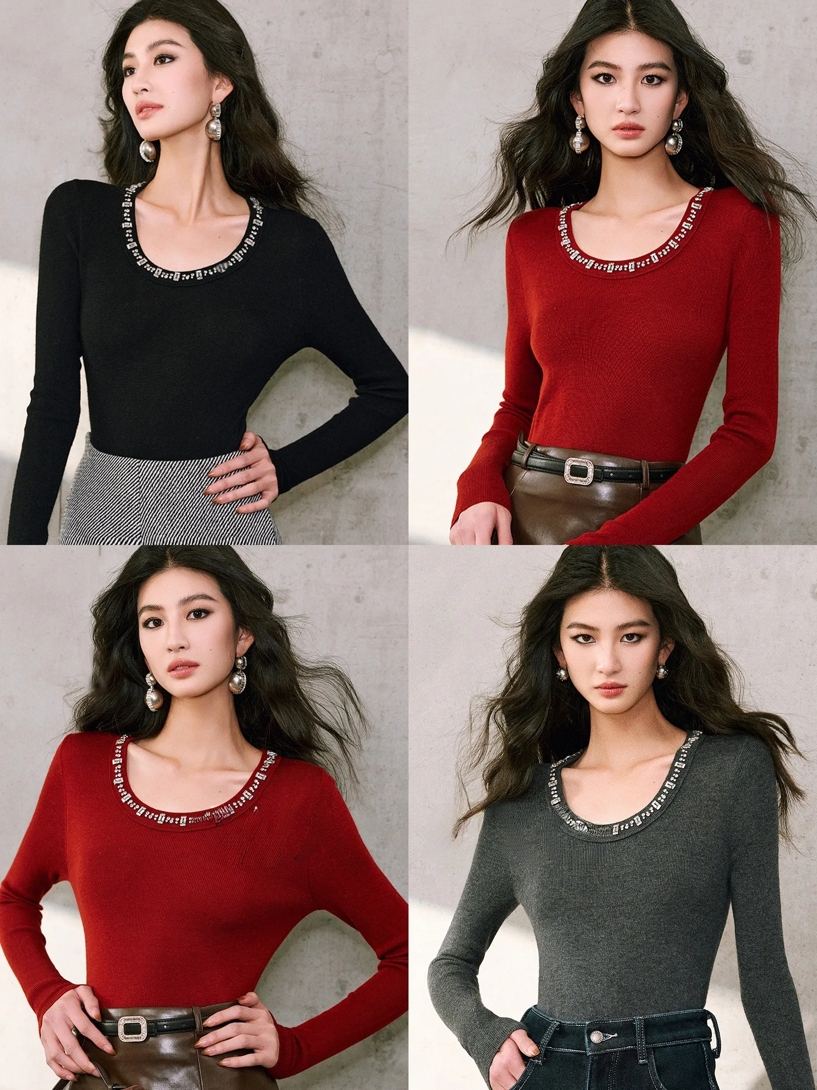 WANGXO Slim Fit Knitwear Hand Sewn Heavy Du iny Crystal Wool U-Ne Casual Sle Long Sve Winter Faion for Women
WANGXO Slim Fit Knitwear Hand Sewn Heavy Du iny Crystal Wool U-Ne Casual Sle Long Sve Winter Faion for Women