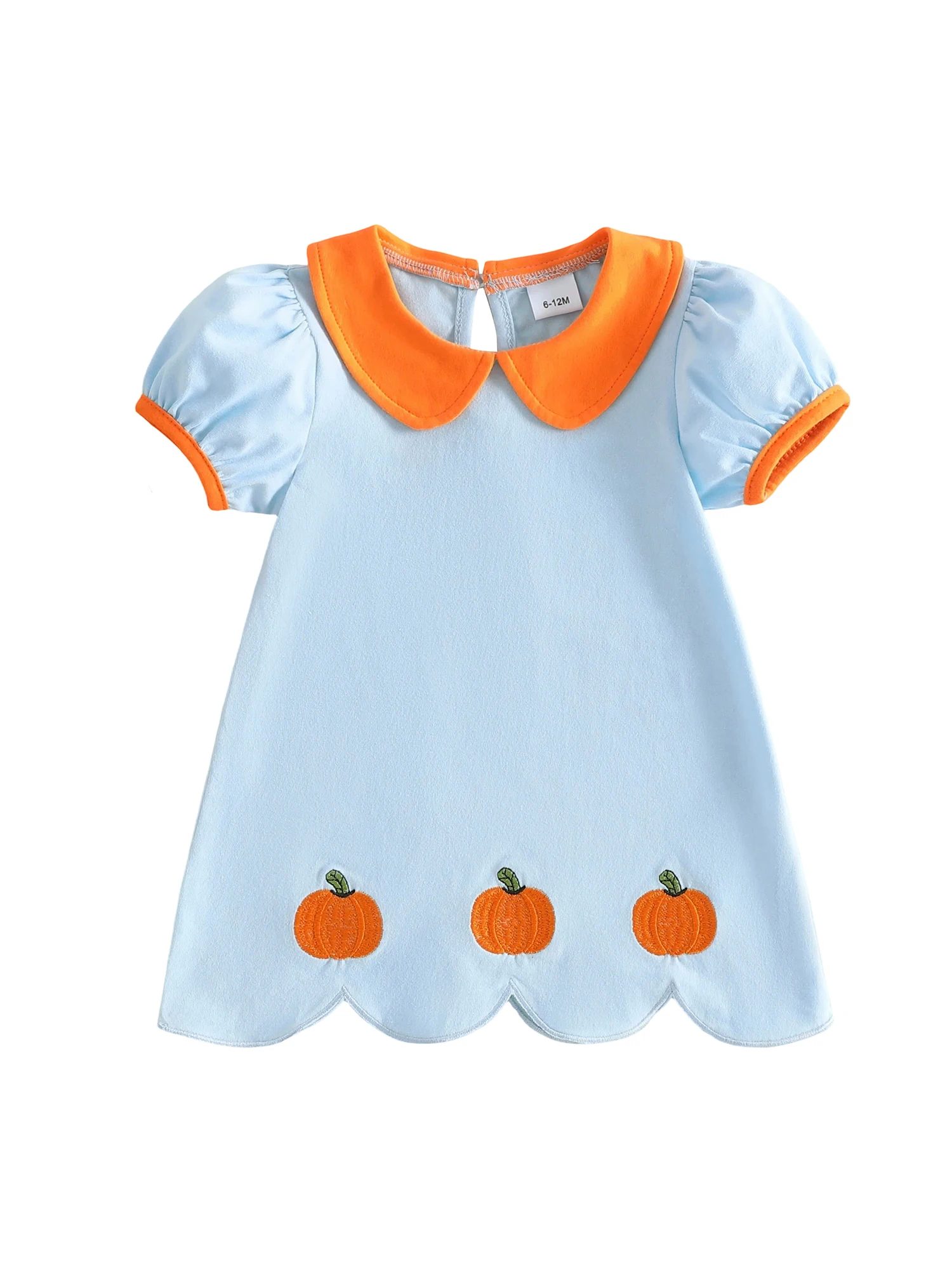 Adorable Baby Girl Halloween Costume Pumpkin Embroidered Dress with Doll Collar and Wavy Hem for Spring Summer Fall Season
Adorable Baby Girl Halloween Costume Pumpkin Embroidered Dress with Doll Collar and Wavy Hem for Spring Summer Fall Season