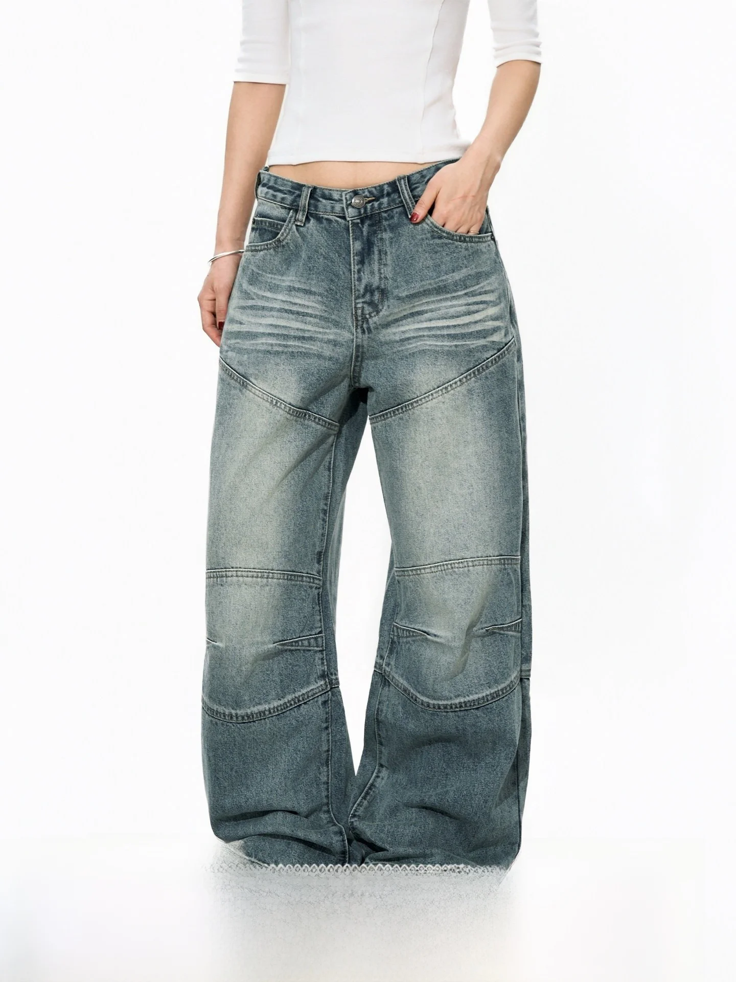 Blue Washed Wide Leg Knee Pad Pants Straight Casual Trousers for Women S3T5 Brand Natural Waist Patchwork Denim Jeans
Blue Washed Wide Leg Knee Pad Pants Straight Casual Trousers for Women S3T5 Brand Natural Waist Patchwork Denim Jeans