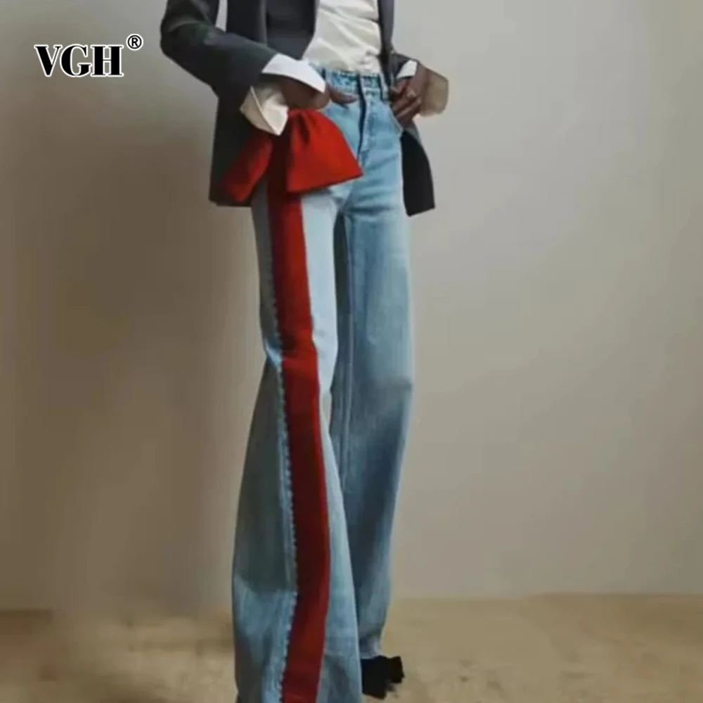 VGH Retro Hit Color Temperament Loose Long Pants For Women High Waist Spliced Bowknot Elegant Wide Leg Trouses Female Fashion
VGH Retro Hit Color Temperament Loose Long Pants For Women High Waist Spliced Bowknot Elegant Wide Leg Trouses Female Fashion