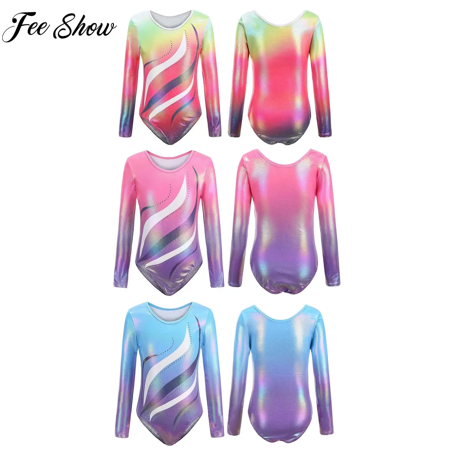 Kids Girls Long Sleeve Rhinestones Gradient Color Leotard for Rhythmic Gymnastics Figure Skating Ballet Performance Dancewear
Kids Girls Long Sleeve Rhinestones Gradient Color Leotard for Rhythmic Gymnastics Figure Skating Ballet Performance Dancewear