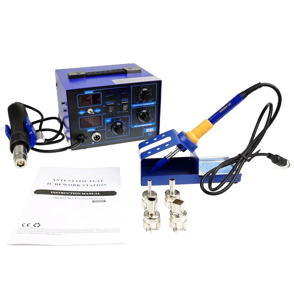 New Arrived 2 In 1 Saike 952D Rework Soldering Station And Hot Air Gun Tool Set Original Soldering Iron Rework 110V / 220V
New Arrived 2 In 1 Saike 952D Rework Soldering Station And Hot Air Gun Tool Set Original Soldering Iron Rework 110V / 220V
