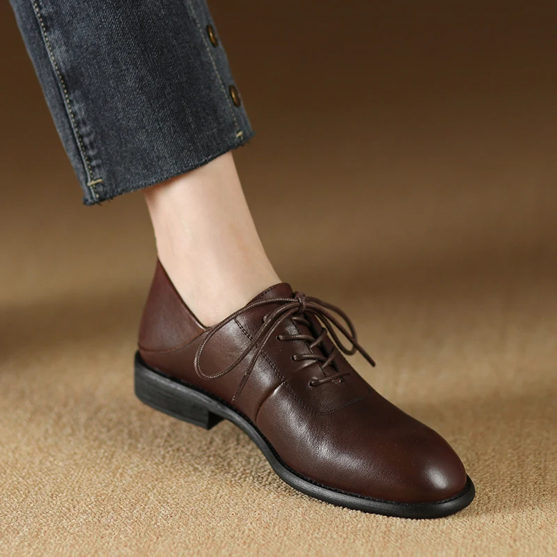 British Style Basic Oxfords Lace-Up Simple Shoes For Women Vintage Oxfords Flat Shoes Woman Cowhide Lady Flats Retro Low Heel
British Style Basic Oxfords Lace-Up Simple Shoes For Women Vintage Oxfords Flat Shoes Woman Cowhide Lady Flats Retro Low Heel