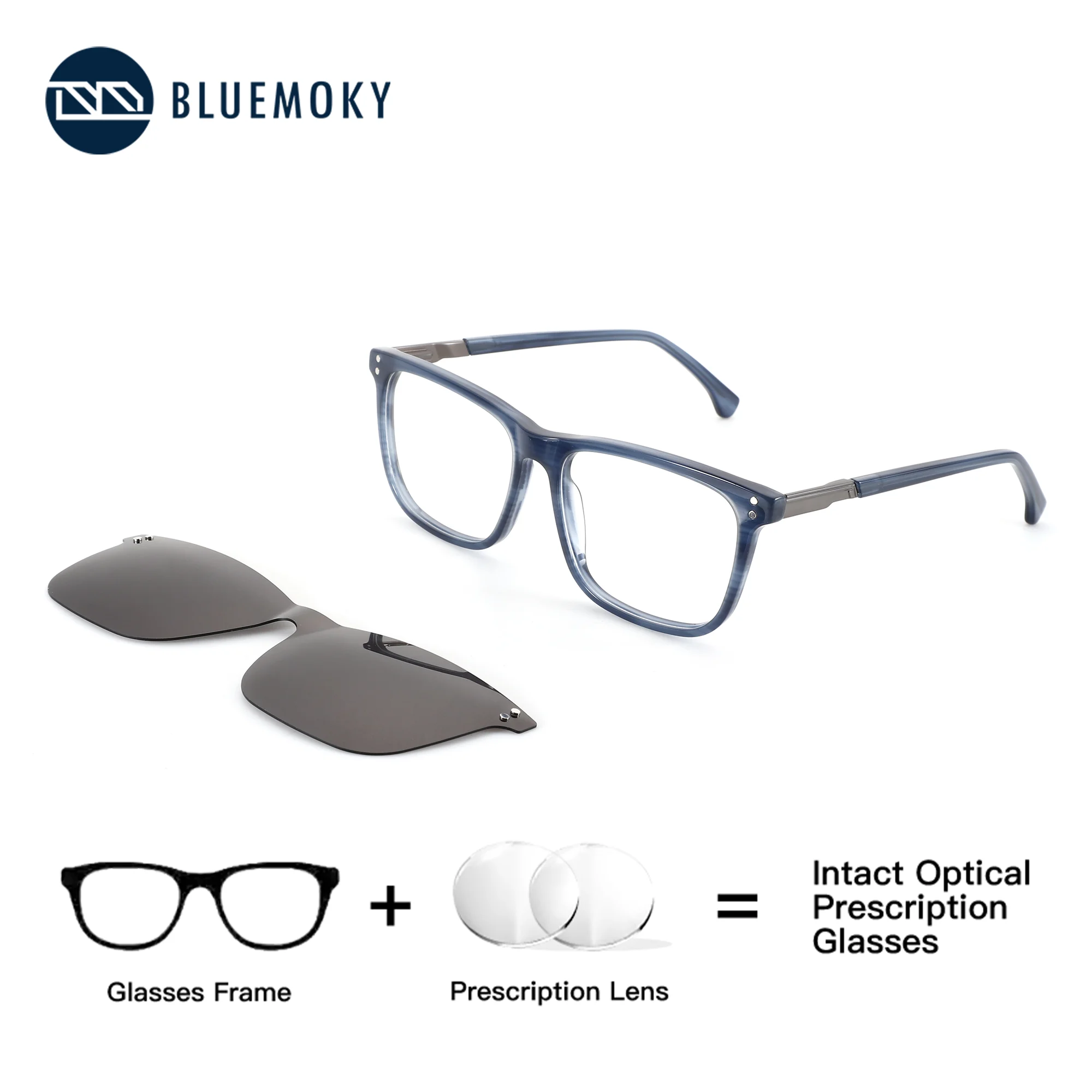 BLUEMOKY (M Size) Men's Square Acetate Clip on Prescription Sunglasses Anti Blue Light Optical Eyeglasses to Graduate for Men
BLUEMOKY (M Size) Men's Square Acetate Clip on Prescription Sunglasses Anti Blue Light Optical Eyeglasses to Graduate for Men