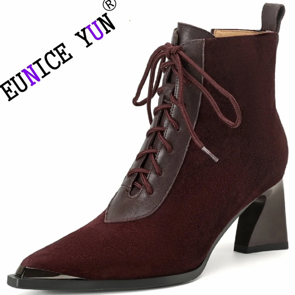 【EUNICE YUN】Handmade Brand Genuine Leather Pointed Toe Chunky Heel Shoes for Women Boots Retro Short Modern Boots 34-40
【EUNICE YUN】Handmade Brand Genuine Leather Pointed Toe Chunky Heel Shoes for Women Boots Retro Short Modern Boots 34-40