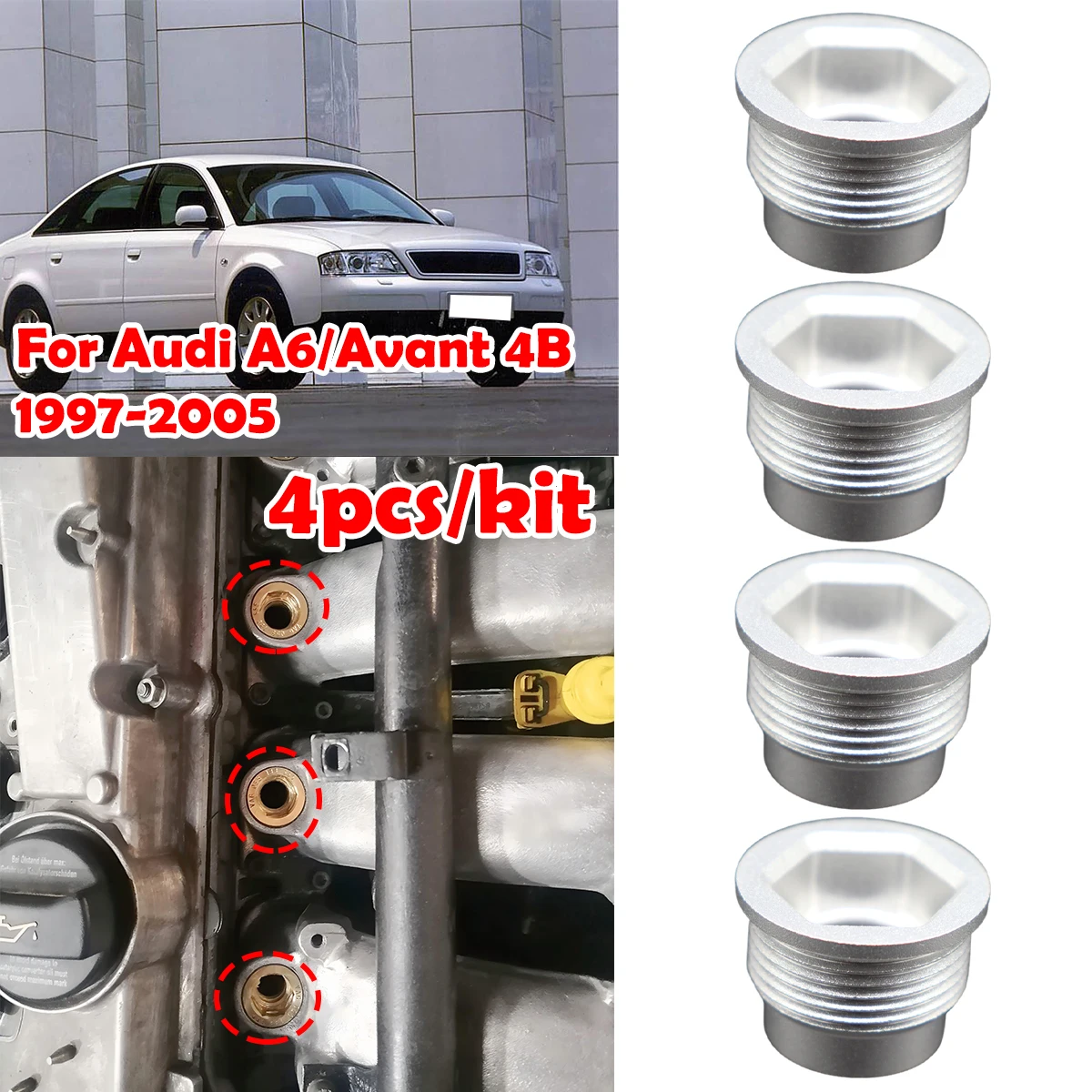 4pcs Upgrade Aluminum alloy Fuel Injection Valve Injector Insert Cup Seat Kit 058133555 Fix For Audi A6/Avant 4B 1997-2005 1.8 T
4pcs Upgrade Aluminum alloy Fuel Injection Valve Injector Insert Cup Seat Kit 058133555 Fix For Audi A6/Avant 4B 1997-2005 1.8 T