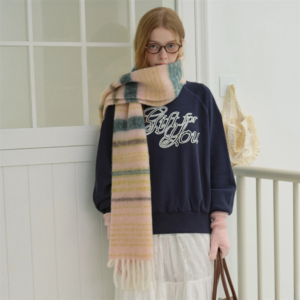 Retro Wool Blend Color Block Scarves Women's Winter Warm Classics Striped Thickened Woven Scarf Comfortable Soft Touch Shawls
Retro Wool Blend Color Block Scarves Women's Winter Warm Classics Striped Thickened Woven Scarf Comfortable Soft Touch Shawls