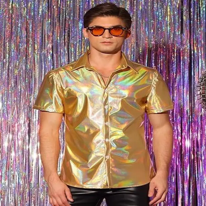 Retro Tendency Disco Hip Hop Men's Halloween Roleplaying Shirt Slim Fit Short Sleeve Neck Pure Color Polyester Fiber
Retro Tendency Disco Hip Hop Men's Halloween Roleplaying Shirt Slim Fit Short Sleeve Neck Pure Color Polyester Fiber