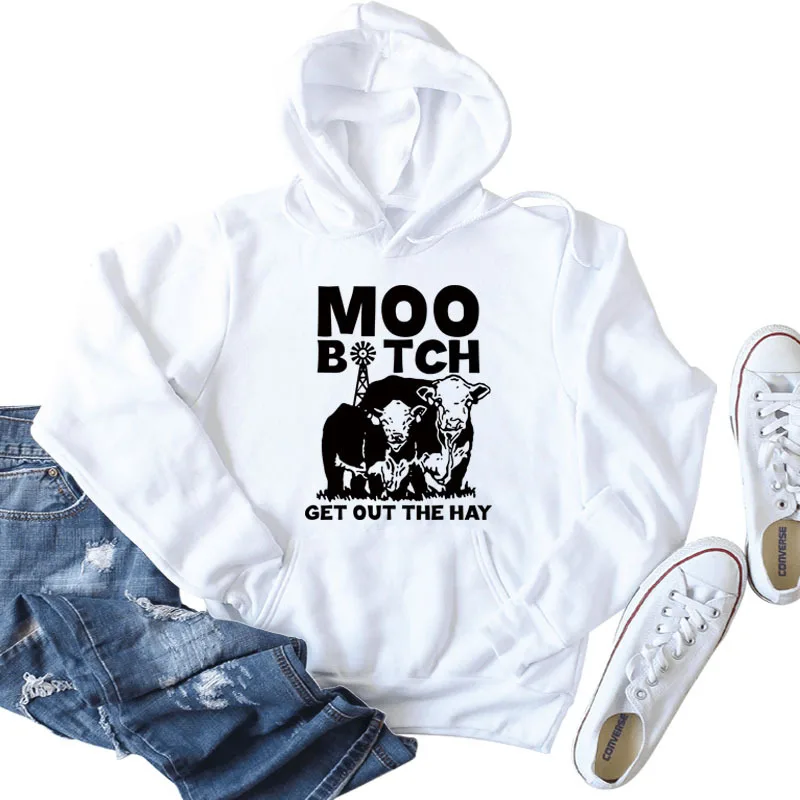 MOO GET OUT THE HAY Hooded Sweater American edition and American Letters Fashionable Loose Long Sleeved Autumn and Winter Top
MOO GET OUT THE HAY Hooded Sweater American edition and American Letters Fashionable Loose Long Sleeved Autumn and Winter Top