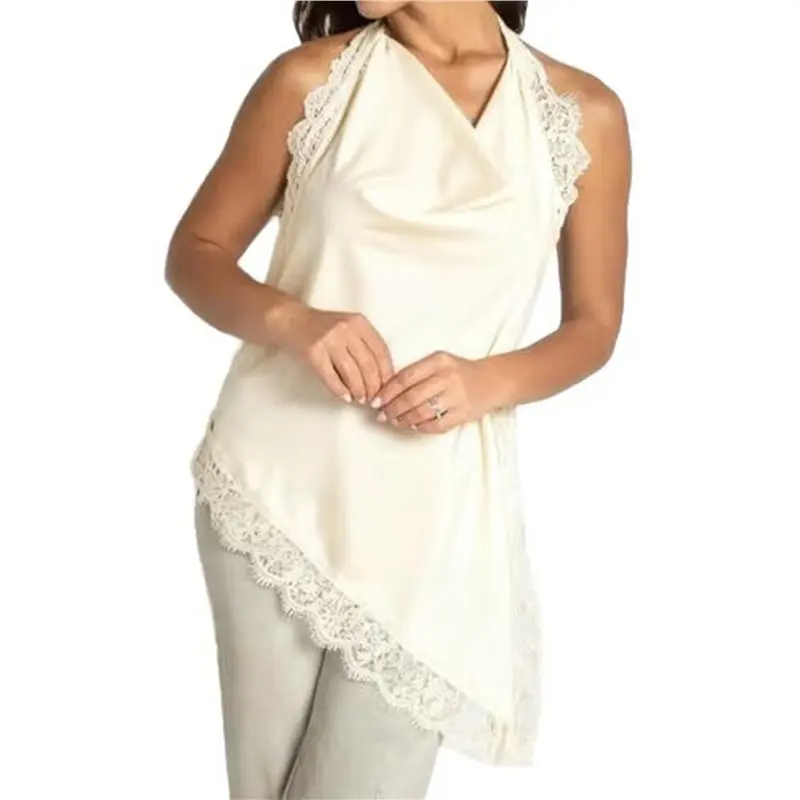 CYL-Women's Satin Halter Neck Top Elegant Lace Trim Asymmetric Hem Sleeveless Going Out Tank Top Streetwear
CYL-Women's Satin Halter Neck Top Elegant Lace Trim Asymmetric Hem Sleeveless Going Out Tank Top Streetwear