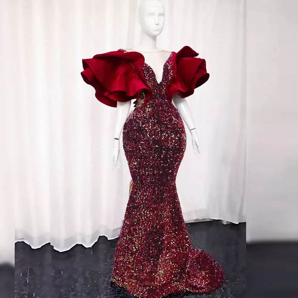 2023 Women's Sexy Ruffled Formal Evening Gowns Long Slit One Shoulder Prom Party Dresses Appliques Velvet Robe De Soiree
2023 Women's Sexy Ruffled Formal Evening Gowns Long Slit One Shoulder Prom Party Dresses Appliques Velvet Robe De Soiree