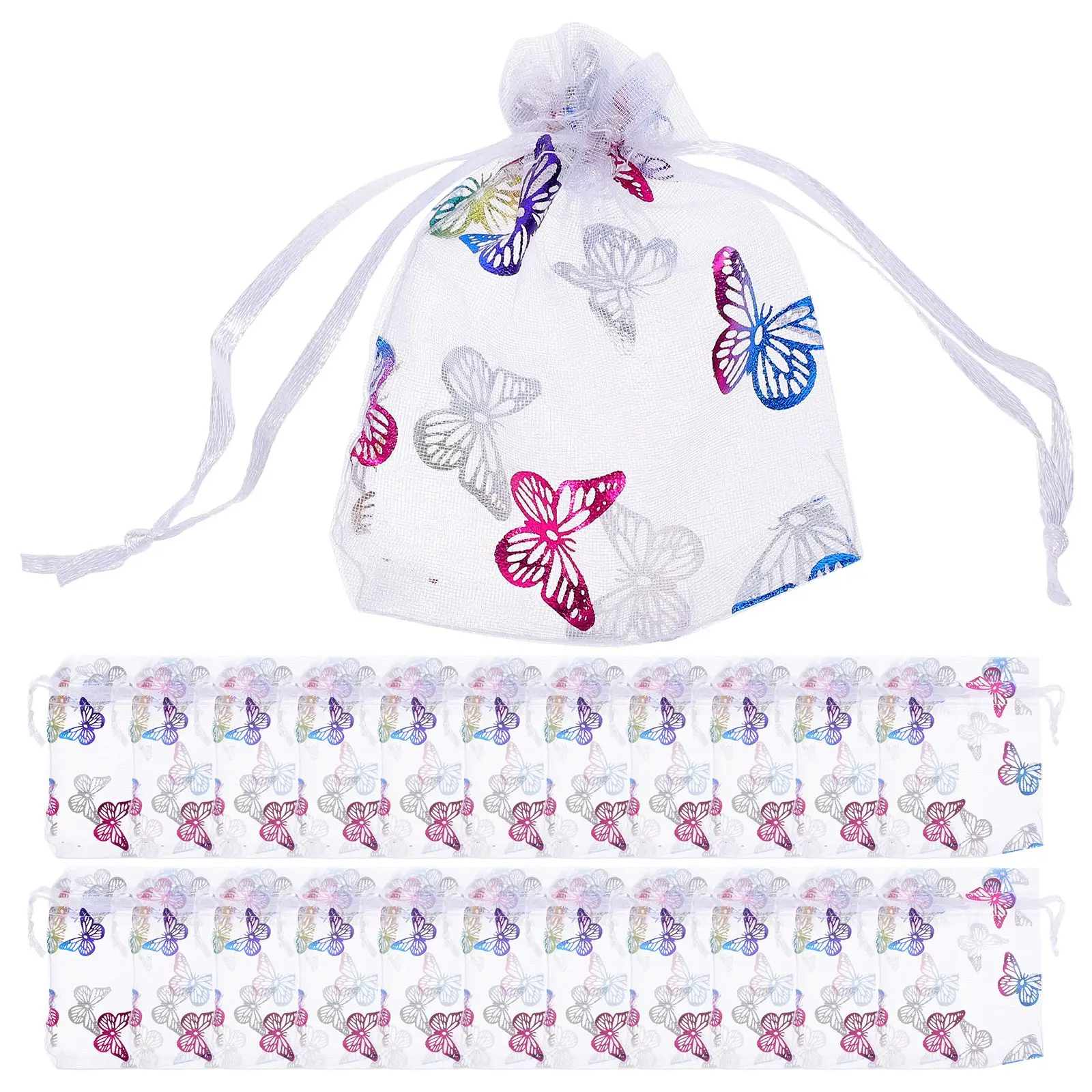 50 Pcs Stitched Butterfly Mesh Bags for Gifts Jewelry Bracelet Organza Small Travel Party Favor Candy Storage
50 Pcs Stitched Butterfly Mesh Bags for Gifts Jewelry Bracelet Organza Small Travel Party Favor Candy Storage
