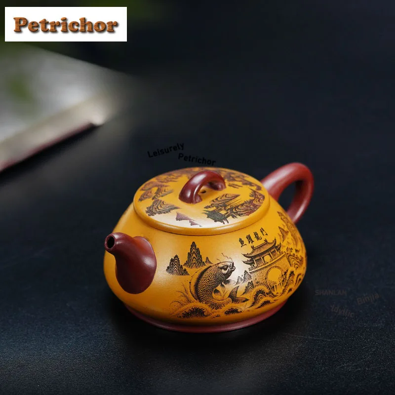 270ml Yixing Purple Clay Teapots Handmade Ruyi Scoop Pot Raw Ore Dragon's Blood Sand Mud Tea Infuser Kettle Zisha Tea Set Craft
270ml Yixing Purple Clay Teapots Handmade Ruyi Scoop Pot Raw Ore Dragon's Blood Sand Mud Tea Infuser Kettle Zisha Tea Set Craft