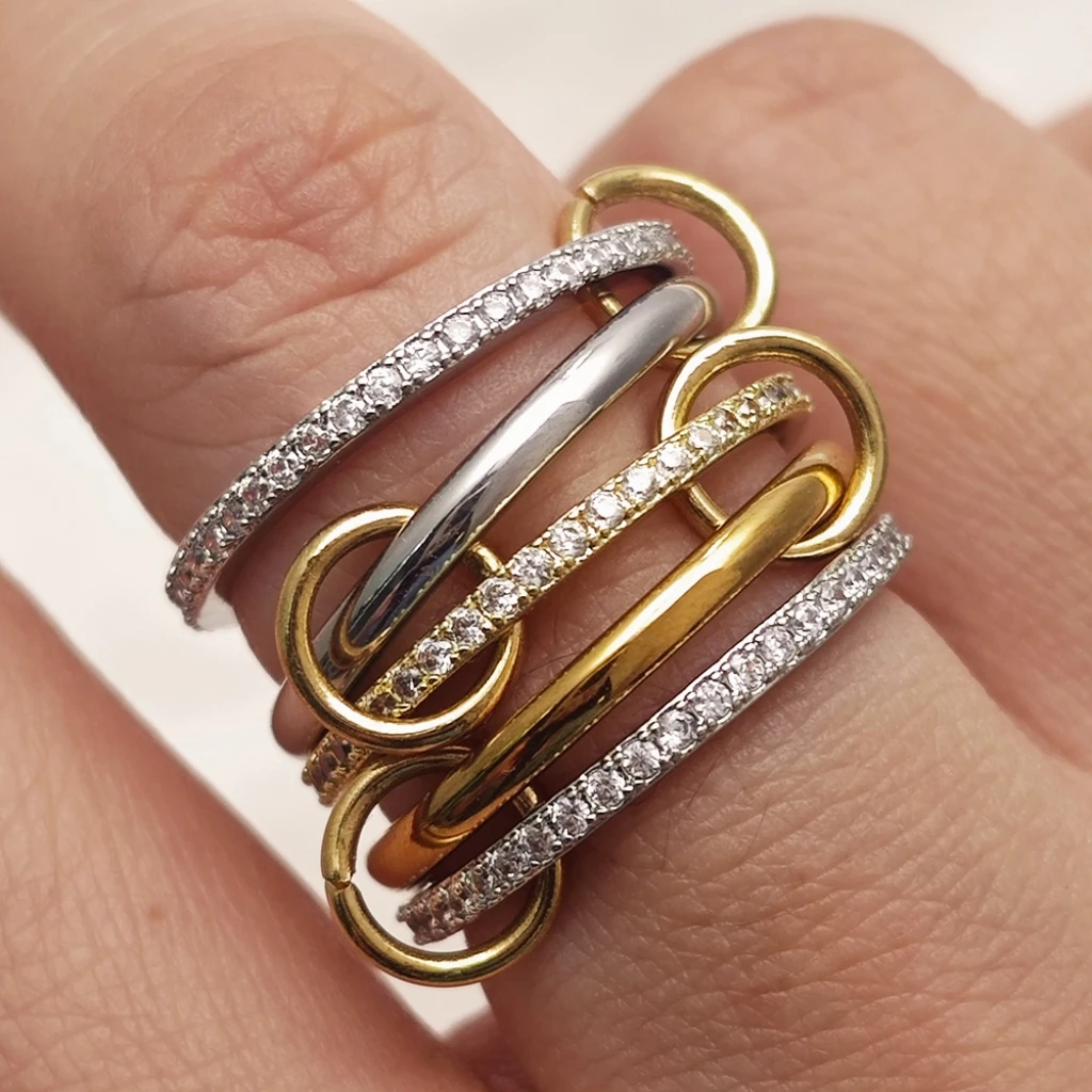 Double Color Rings Set For Women Men 5pcs/Set Micro Paved CZ Stackable Interlocking Rings Fashion Jewerly Accessories Wholesale
Double Color Rings Set For Women Men 5pcs/Set Micro Paved CZ Stackable Interlocking Rings Fashion Jewerly Accessories Wholesale