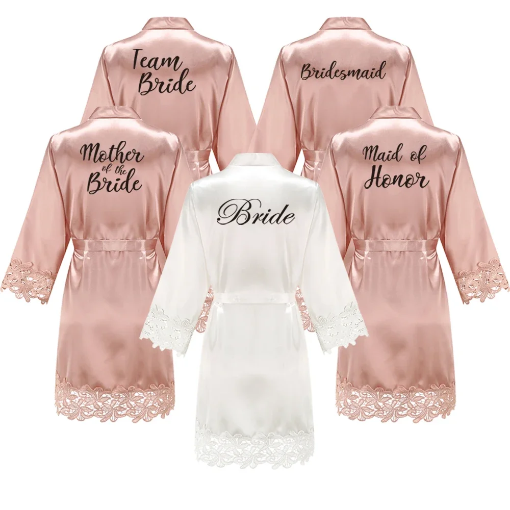 Bridesmaid Robes Rose Gold Bride Robe Wedding Bridesmaid Gift Satin Lace Robe Bridal Dressing Gown Bachelorette Party Pajamas
Bridesmaid Robes Rose Gold Bride Robe Wedding Bridesmaid Gift Satin Lace Robe Bridal Dressing Gown Bachelorette Party Pajamas