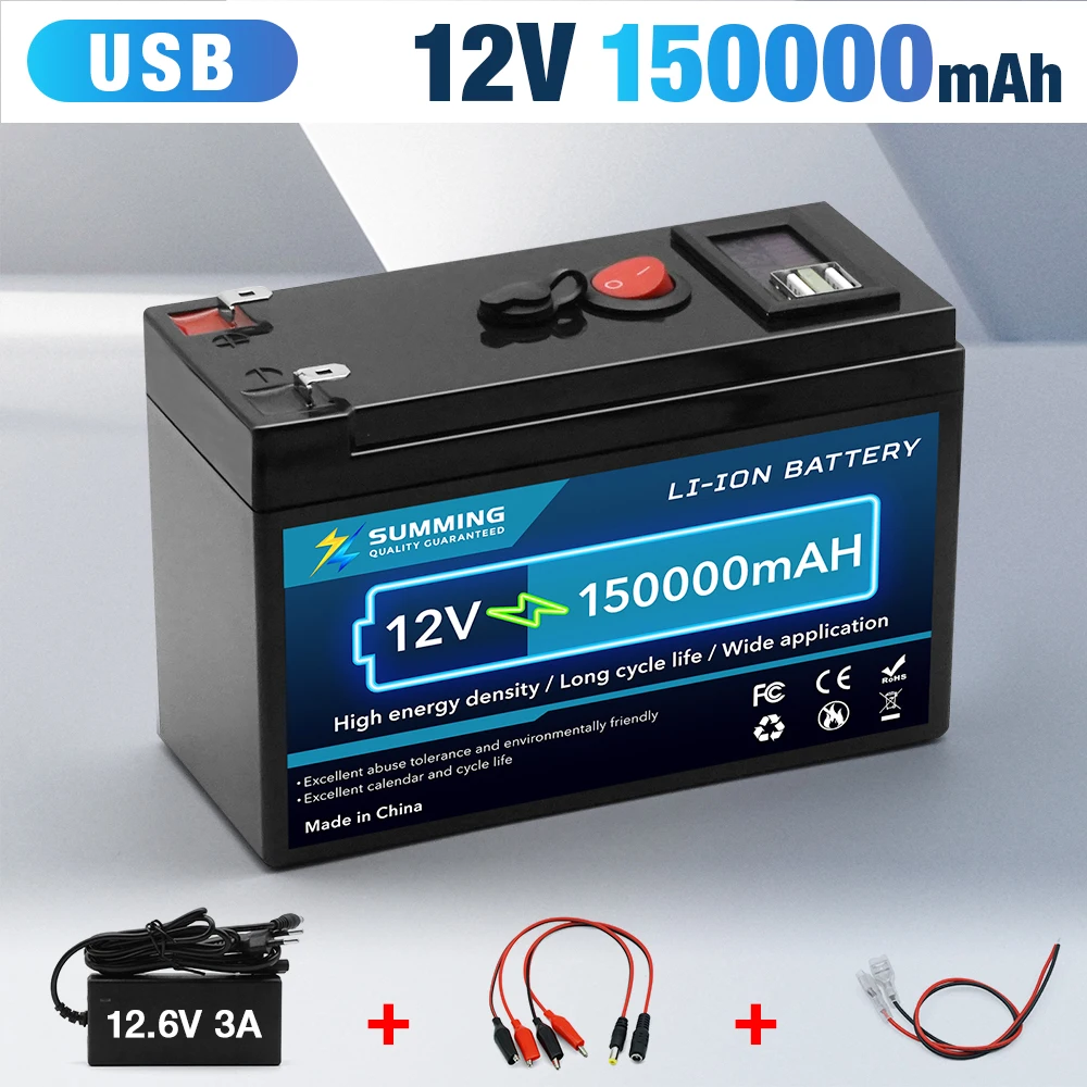 LiFePO4 12V 150000mAh Lithium Rechargeable Battery Built in 30A BMS for Solar/Wind Power Lighting Power Wheels Fish Finder
LiFePO4 12V 150000mAh Lithium Rechargeable Battery Built in 30A BMS for Solar/Wind Power Lighting Power Wheels Fish Finder