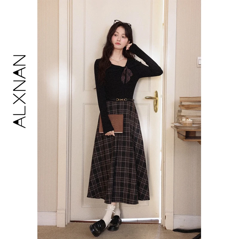 ALXNAN Black Brown Plaid Patchwork Dress French Style Fake Two Piece Long Sleeve Women's Autumn Maxi Dress Female DYL662243
ALXNAN Black Brown Plaid Patchwork Dress French Style Fake Two Piece Long Sleeve Women's Autumn Maxi Dress Female DYL662243