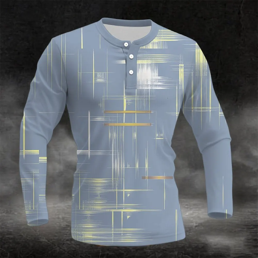 3D Golden Stripe Print Men's Henley T-Shirt Autumn Winter Simple Design Long Sleeve Tops Fashion Casual Henry Collar Button Tees
3D Golden Stripe Print Men's Henley T-Shirt Autumn Winter Simple Design Long Sleeve Tops Fashion Casual Henry Collar Button Tees