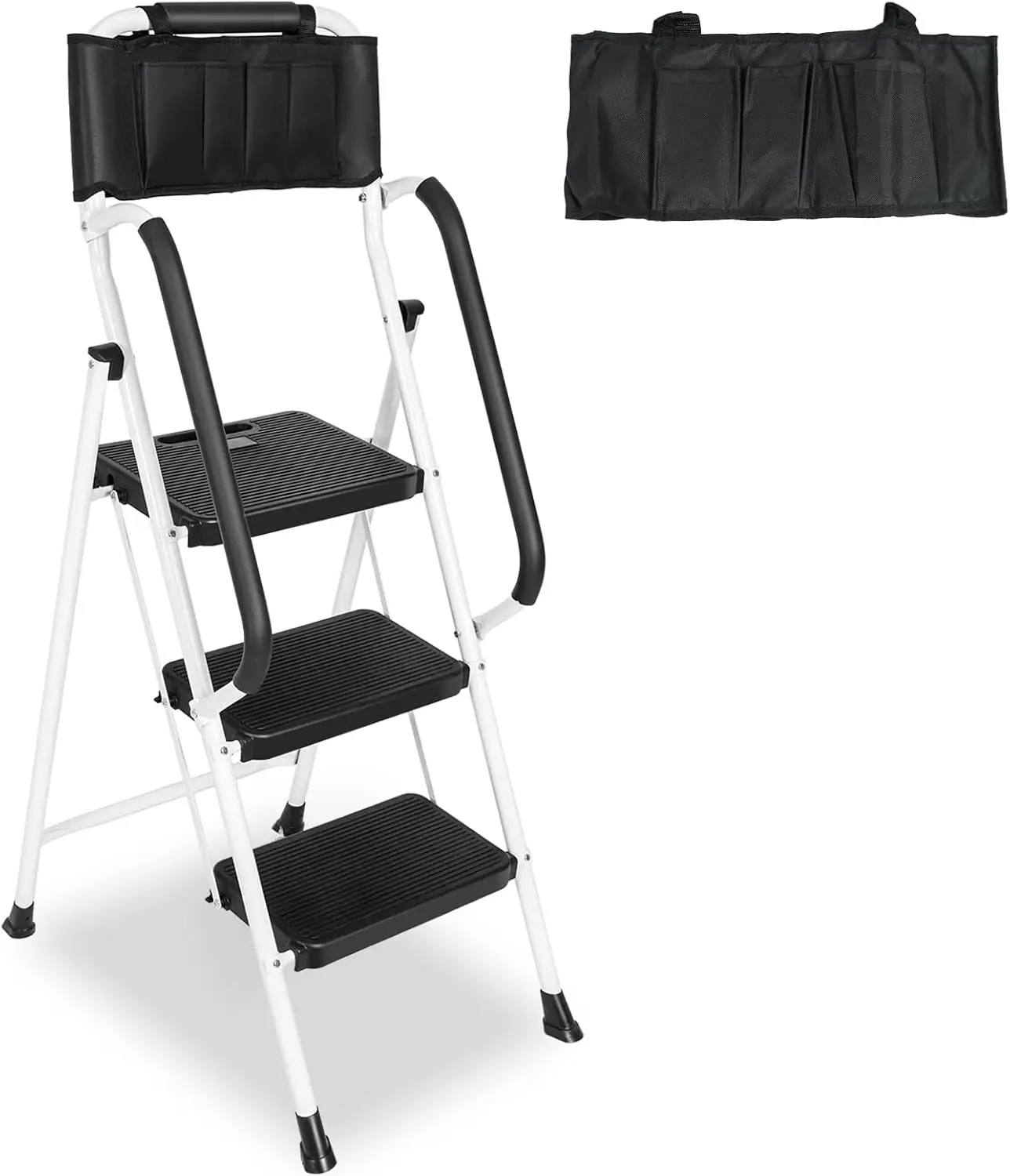 Folding Step Ladder with Handrails & Tool Bag, 500 lbs Capacity, Non-Slip Pedals for Home Office Kitchen
Folding Step Ladder with Handrails & Tool Bag, 500 lbs Capacity, Non-Slip Pedals for Home Office Kitchen