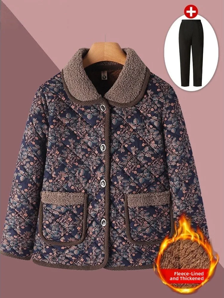 Floral Print Stand Collar Thickened Fleece Short Cotton Jacket for Elderly Women Warm Stylish Spring Outerwear Casual Style
Floral Print Stand Collar Thickened Fleece Short Cotton Jacket for Elderly Women Warm Stylish Spring Outerwear Casual Style