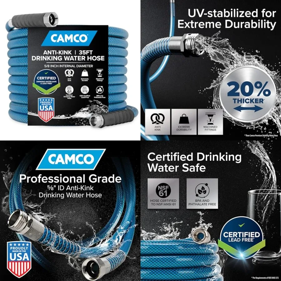 TastePURE Premium Camper/RV Drinking Water Hose - Features a Heavy-Duty No-Kink Design with Strain Relief Ends 5/8-Inch Inside
TastePURE Premium Camper/RV Drinking Water Hose - Features a Heavy-Duty No-Kink Design with Strain Relief Ends 5/8-Inch Inside