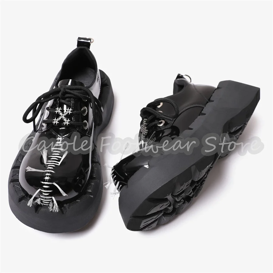 Male Chunky Bottom Heigh Increasing Shoes Gothic Stitch Platform Lace-Up Derby Shoes Black Patent Leather Streetwear Oxfords
Male Chunky Bottom Heigh Increasing Shoes Gothic Stitch Platform Lace-Up Derby Shoes Black Patent Leather Streetwear Oxfords