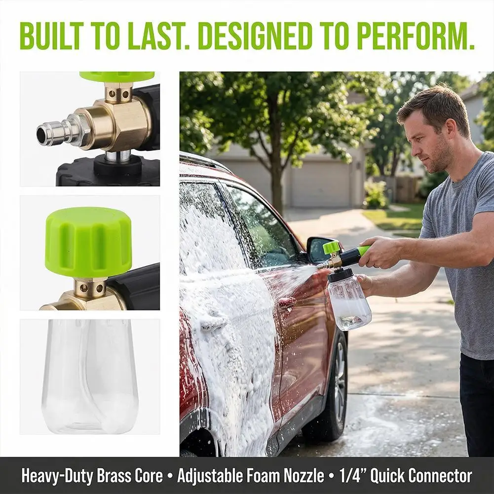 Pressure Washer Foam Cannon 1/4 Quick Connect Soap Bottle with 5 Nozzle Tips for Garden Patio Cleaning Sidewalk Window Wash
Pressure Washer Foam Cannon 1/4 Quick Connect Soap Bottle with 5 Nozzle Tips for Garden Patio Cleaning Sidewalk Window Wash