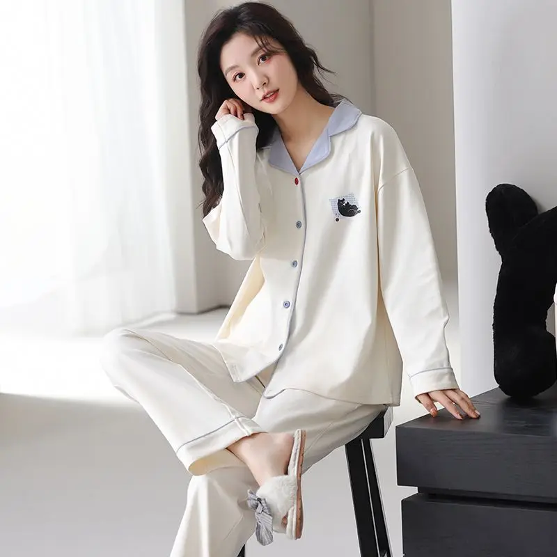 2025 new pajamas women's spring and autumn pijamas women 100% cotton long-sleeved cardigan loose women's high-end loungewear set
2025 new pajamas women's spring and autumn pijamas women 100% cotton long-sleeved cardigan loose women's high-end loungewear set