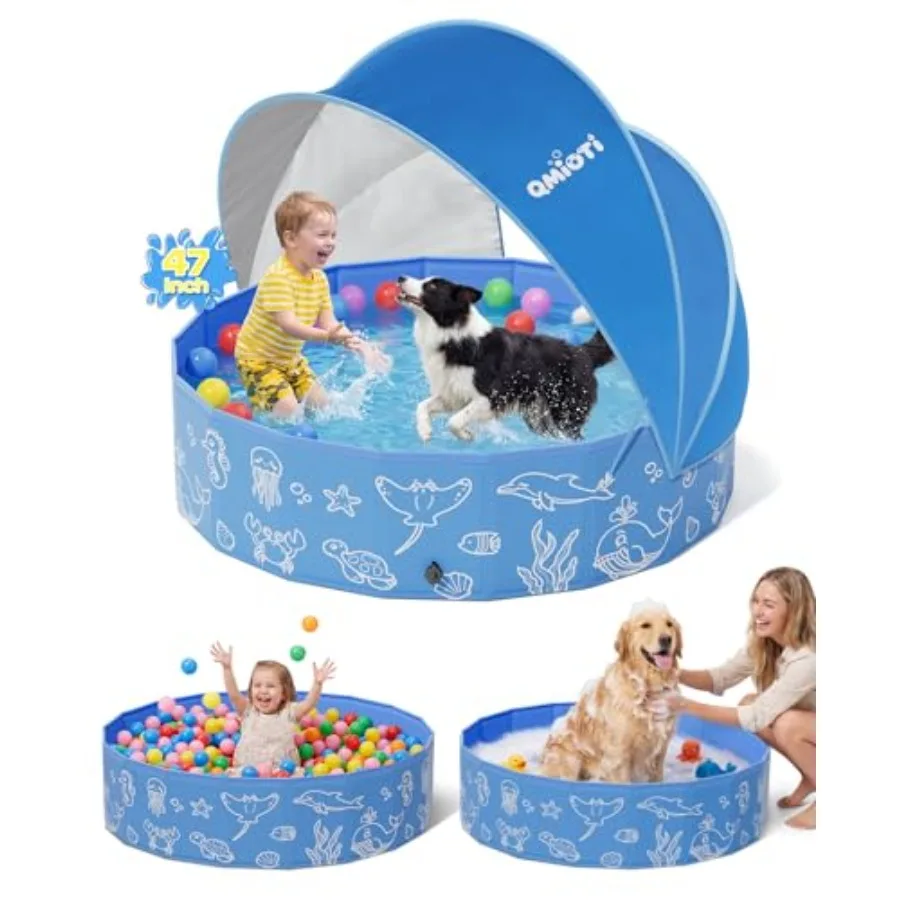 Foldable Kiddie Pool with Canopy, Pool with Detachable UPF 50+ Sunshade, Portable Non-Slip Swimming Pool Dog Pool for Backyard,
Foldable Kiddie Pool with Canopy, Pool with Detachable UPF 50+ Sunshade, Portable Non-Slip Swimming Pool Dog Pool for Backyard,
